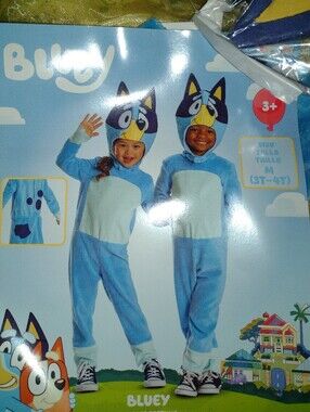 NWT Official Bluey Plush Halloween Jumpsuit Costume Hooded Toddler M 3T-4T
